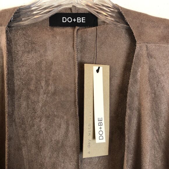 Do+Be Cardigan Sweater Women Sz M Brown Faux Suede Open Boho Southwestern Longsl - Picture 3 of 8